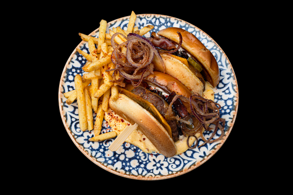 Beef Burger with Double Cheddar Sauce