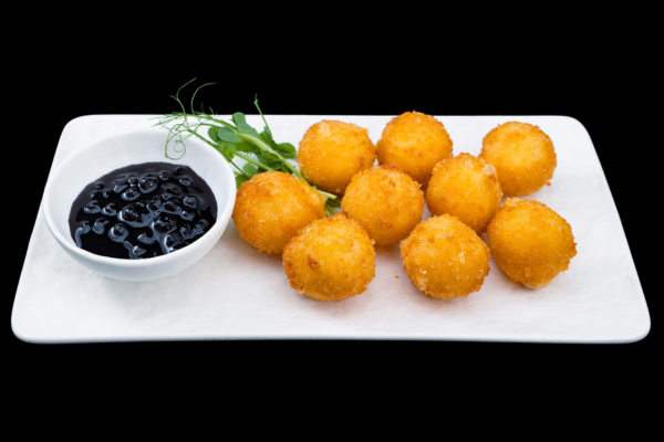 Crispy Cheese Bites with Blackberry Jam