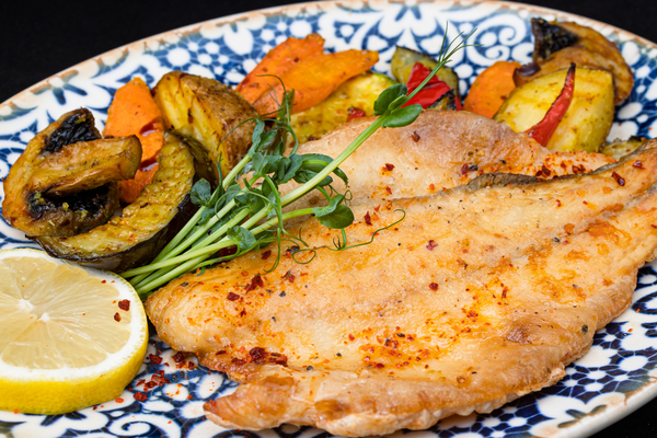 Roasted Sea Bass with Grilled Vegetables