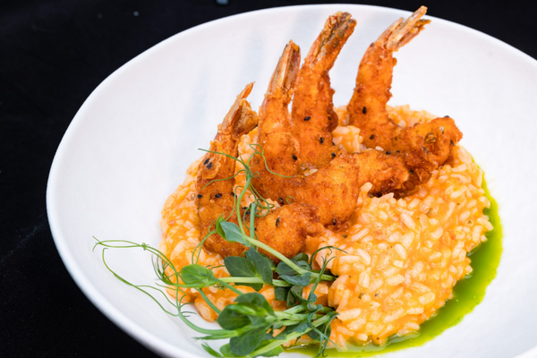 Risotto a-la Sorrentina with Spicy Crispy Shrimp